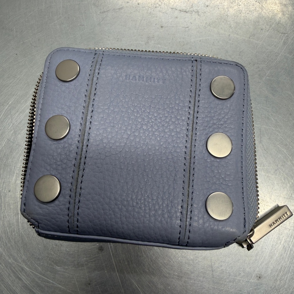 Hammitt Gray Leather Wallet with Silver Studs
